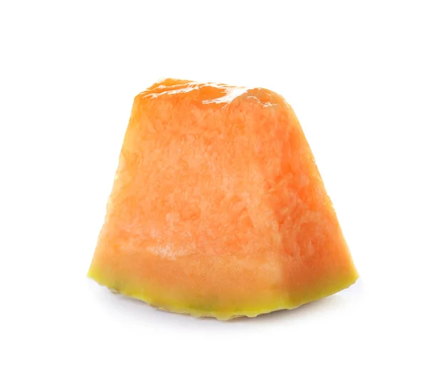Pezzo Gustoso Melone Maturo Sfondo Bianco — Foto Stock