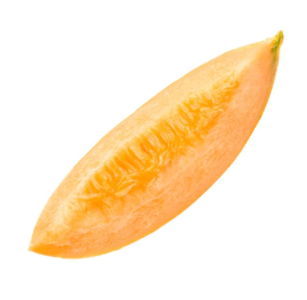 Kawałek Smaczny Dojrzały Melon Białym Tle Widok Góry — Zdjęcie stockowe