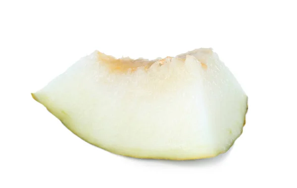 Pezzo Melone Fresco Gustoso Isolato Bianco — Foto Stock