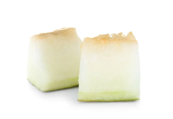 Bitar Mogna Välsmakande Melon Isolerad Vit — Stockfoto
