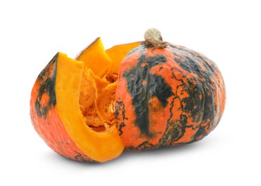 Taze çiğ kabak üzerine beyaz izole dilimlenmiş