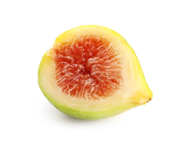 Połowa Dojrzałych Zielonych Fig Białym Tle — Zdjęcie stockowe