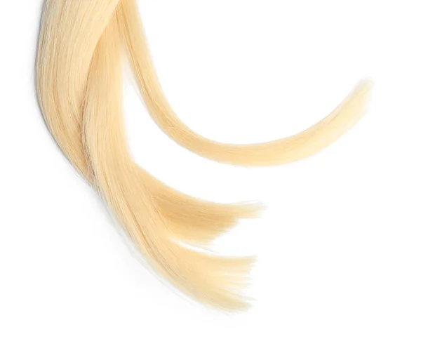 Fechaduras Cabelo Louro Saudável Fundo Branco — Fotografia de Stock