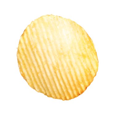 Beyaz zemin üzerine lezzetli ridged patates cipsi