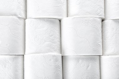 Birçok rulo tuvalet kağıdı arka plan olarak. Kişisel hijyen