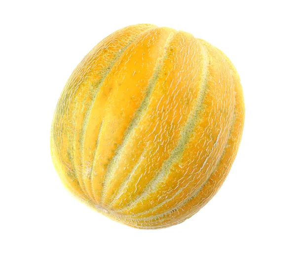 Hele Lekkere Rijpe Meloen Witte Achtergrond Bovenaanzicht — Stockfoto