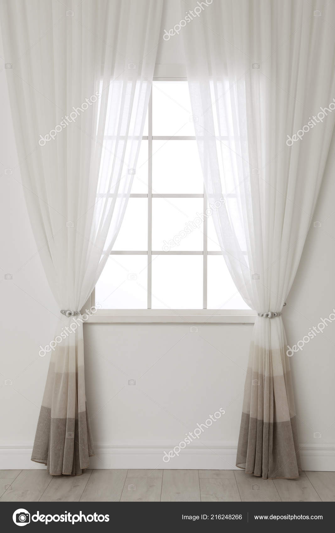 White Wall Modern Window Curtains Indoors Living Room Interior Stock Photo Liudmilachernetskagmailcom 216248266