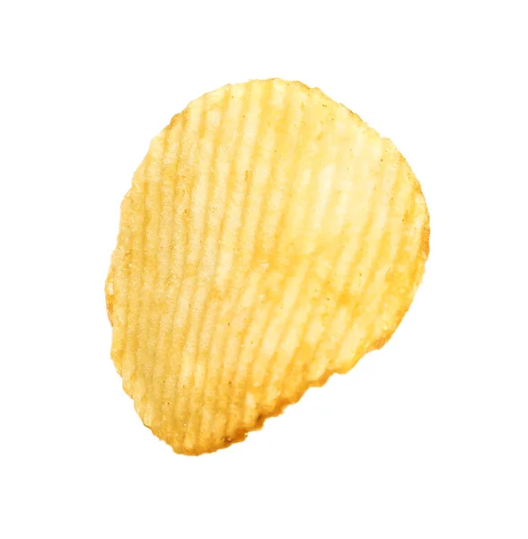 Välsmakande Räfflad Potatis Chip Vit Bakgrund — Stockfoto