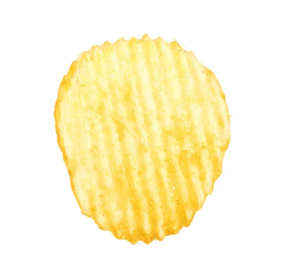 Tasty Ridged Potato Chip White Background — Stock Photo, Image