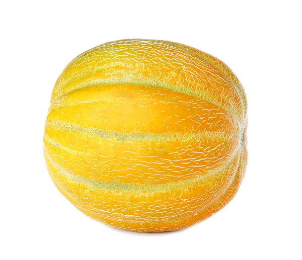 Hela Välsmakande Mogen Melon Vit Bakgrund — Stockfoto