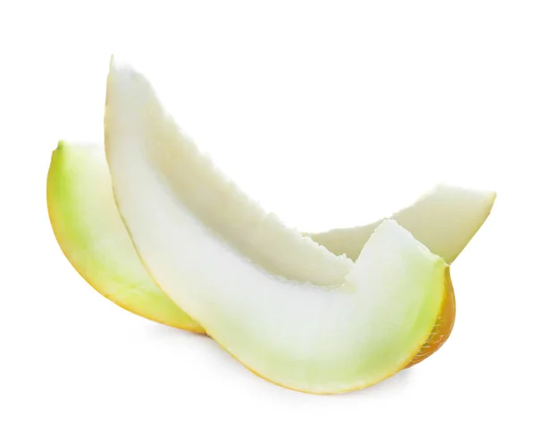 Slices Tasty Ripe Melon White Background — Stock Photo, Image