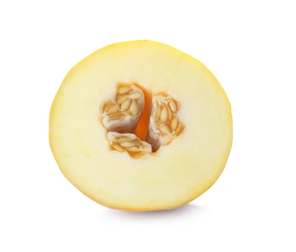 Bit Välsmakande Mogen Melon Vit Bakgrund — Stockfoto