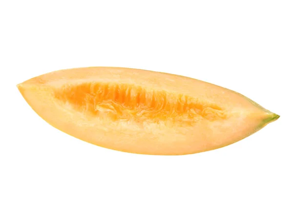 Segment Van Lekkere Rijpe Meloen Witte Achtergrond Bovenaanzicht — Stockfoto