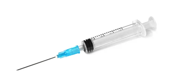 Plastic Syringe White Background Medical Instrument — Stock Photo, Image