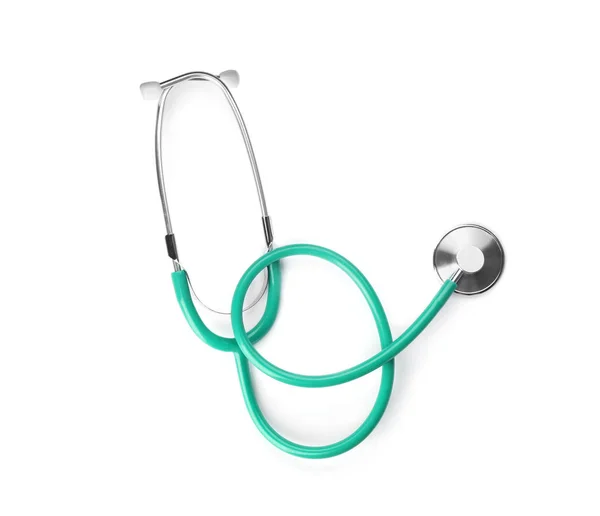 Stethoskop Auf Weißem Hintergrund Draufsicht Medizinisches Objekt — Stockfoto