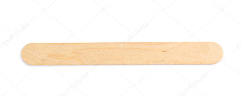 Tongue depressor on white background, top view. Medical tool