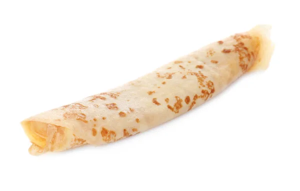 白い背景の上おいしい薄いパンケーキ ロール — ストック写真