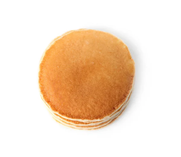 白い背景に 上面においしいパンケーキのスタック — ストック写真