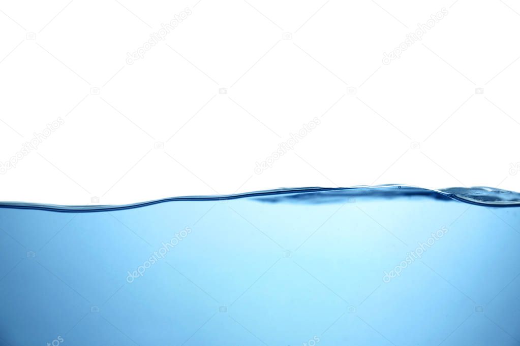 Clear blue water wave on white background