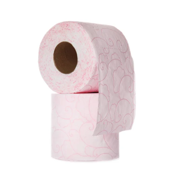 Kleur Toiletpapier Rolt Witte Achtergrond — Stockfoto