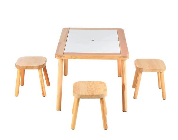 Kis Asztal Szék Gyerekeknek Fehér Háttér — Stock Fotó