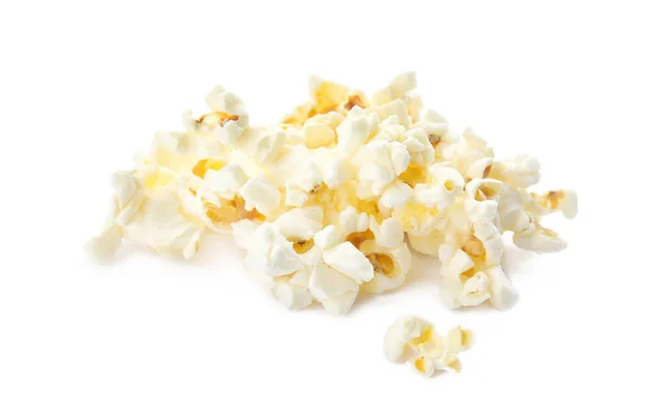 Pile Délicieux Pop Corn Frais Sur Fond Blanc — Photo