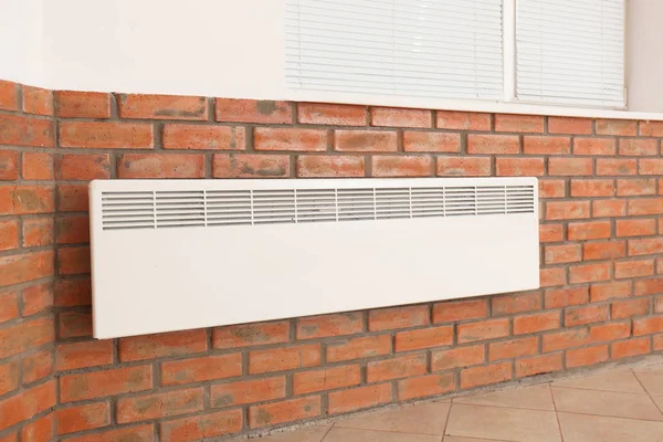 Modern Heating Convector Brick Wall Indoors — Stock Photo, Image