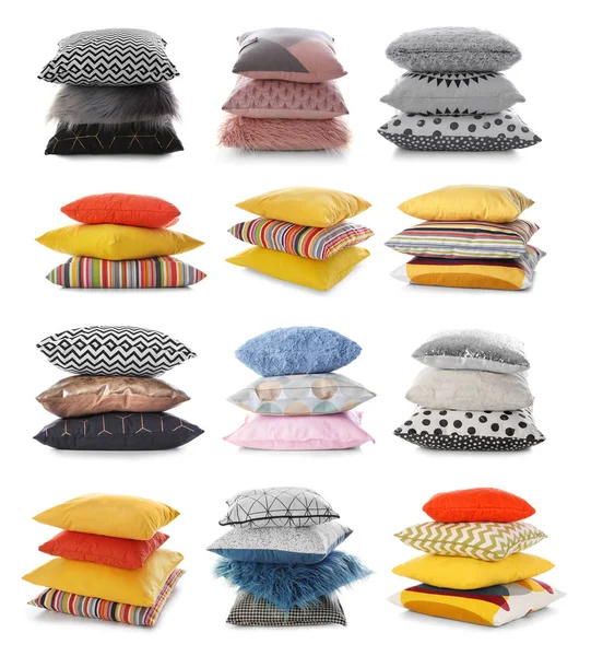 Dekoratif yastıklar ile beyaz arka plan üzerinde ayarla