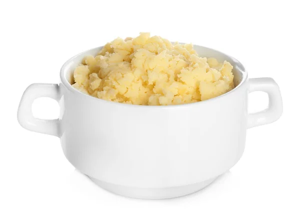 Bowl Mashed Potatoes White Background — Stock Photo, Image