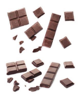 Beyaz arka planda lezzetli çikolatalar.