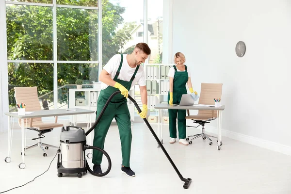 Team Janitors Uniform Cleaning Office — Stock Photo, Image