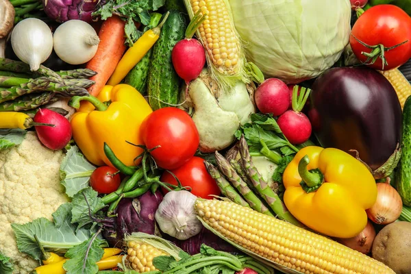 Sortimento Legumes Frescos Coloridos Close Alimentos Saudáveis — Fotografia de Stock