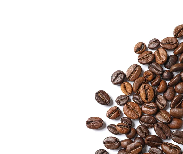 Roasted Coffee Beans White Background Top View — Stock Photo, Image