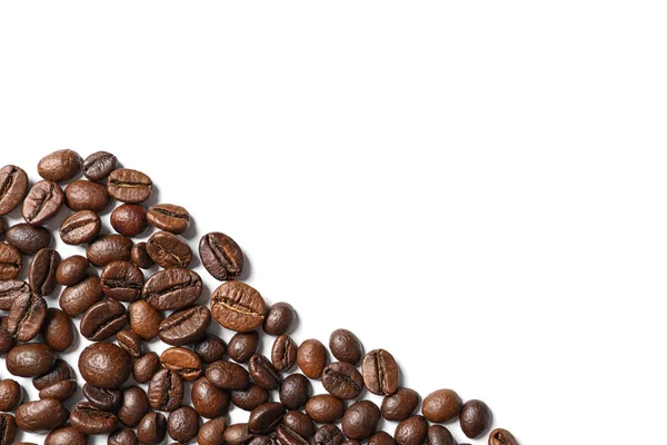 Roasted Coffee Beans White Background Top View — Stock Photo, Image