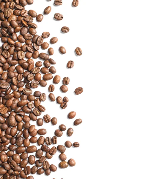 Roasted Coffee Beans White Background Top View — Stock Photo, Image