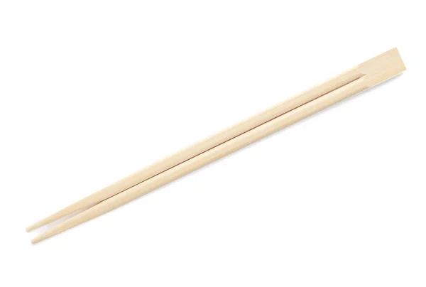 Chopsticks Feitos Bambu Fundo Branco Vista Superior — Fotografia de Stock