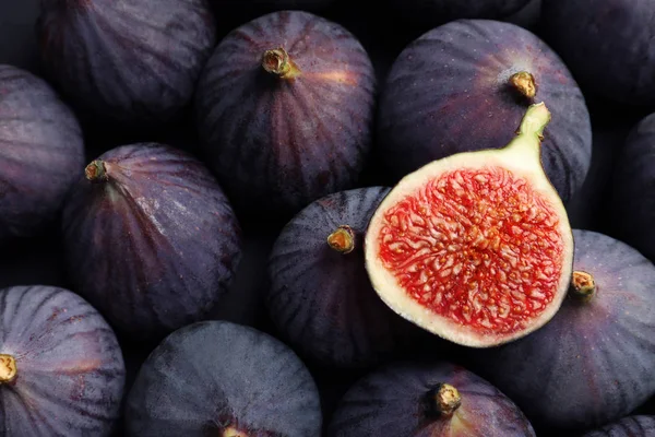 Fresh Ripe Figs Background Top View Tropical Fruit — Stock Photo, Image