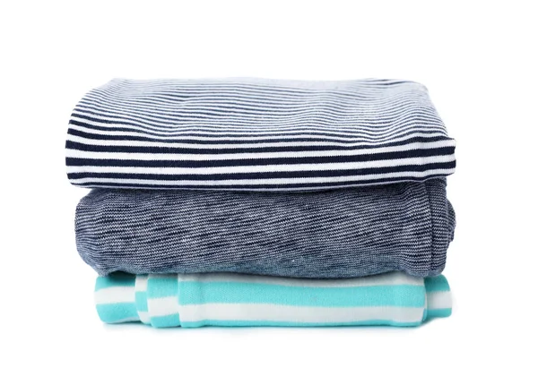 Stack Folded Child Clothes Isolated White — Stock Photo, Image