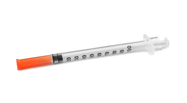 Empty Syringe White Background Medical Treatment — Stock Photo, Image