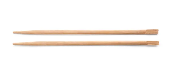 Chopsticks Feitos Bambu Fundo Branco Vista Superior — Fotografia de Stock