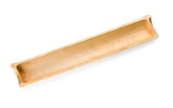 Cortar Tallo Bambú Seco Sobre Fondo Blanco Vista Superior — Foto de Stock