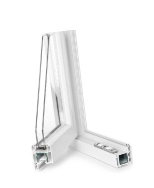 Beyaz arka plan üzerinde modern pencere profil örneği