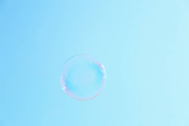 Güneşli günü açık havada güzel şeffaf sabun köpüğü. Metin için yer