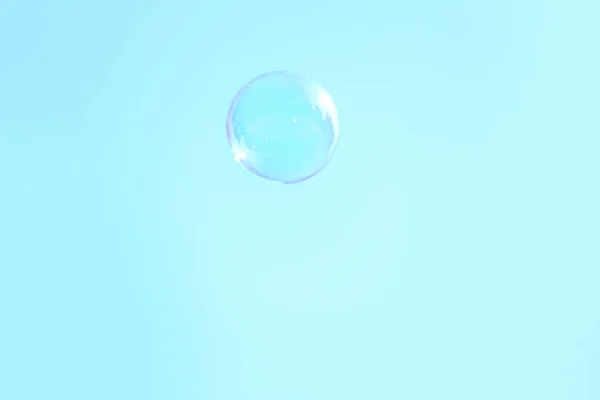 Красива Напівпрозора Мильна Бульбашка Свіжому Повітрі Сонячний День Простір Тексту — стокове фото