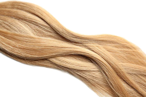 Zámky Zdravých Blond Vlasy Bílém Pozadí — Stock fotografie