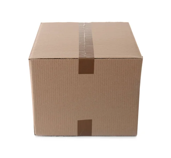 Cardboard Box White Background Mockup Design — Stock Photo, Image