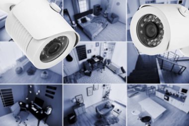 Görünümünün üzerinde Cctv kameraları gözetim altında farklı odalar
