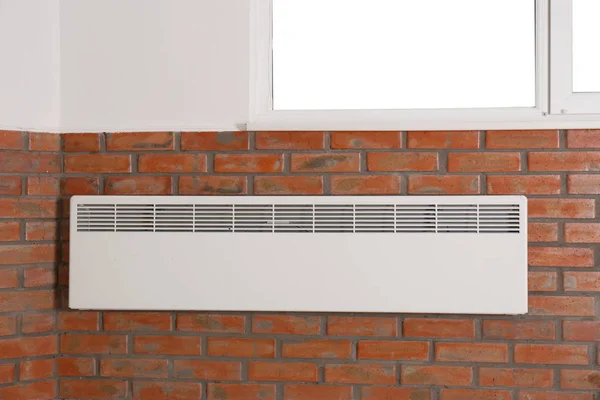 Heating Convector Brick Wall Window — Stock Photo, Image