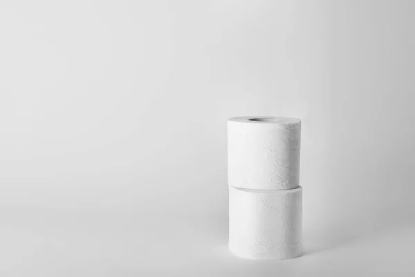 Rolls Toilet Paper White Background Space Text — Stock Photo, Image