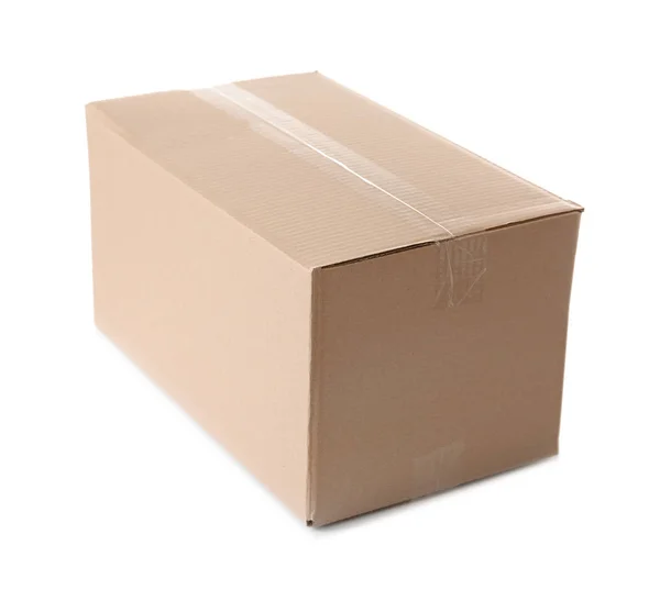 Картонная Коробка Белом Фоне Макет Дизайна — стоковое фото